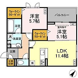プリムラコウチ 2LDKの間取図画像