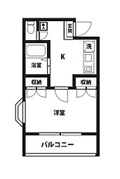 ルフィーノ妻田 1Kの間取図画像
