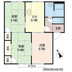 サンシャインハイツA 3DKの間取図画像