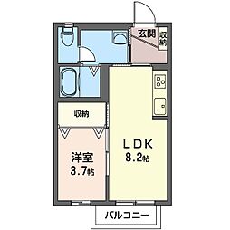 マストライフ高崎上大類B 1LDKの間取図画像