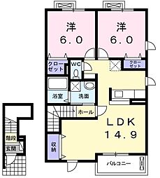 プチ・シャトーA 2LDKの間取図画像