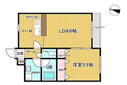 グランフィル紫竹山 1LDKの間取図画像