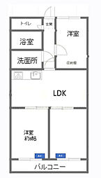 ガーデンヒルズ本庄 2LDKの間取図画像