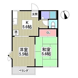 サニーハイツ上柴 2Kの間取図画像