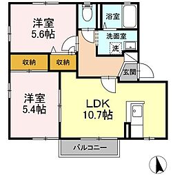 ヴィクトリータウンD 2LDKの間取図画像