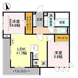 (仮称)D-ROOM春日部大場 2LDKの間取図画像