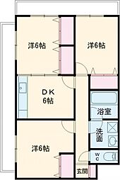 グリーンフィールドM 3DKの間取図画像