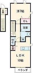 サン・アステールA 1LDKの間取図画像