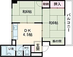 東雲マンション 2DKの間取図画像