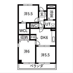 サンロイヤル大井 3DKの間取図画像
