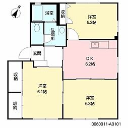 ラルジェおぐらA 3DKの間取図画像