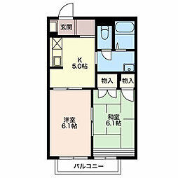 フレグランス馬見塚2番館 2Kの間取図画像