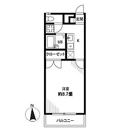 アムールリヴェール 1Kの間取図画像