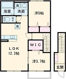 姫路市白鳥台3丁目アパート 2LDKの間取図画像