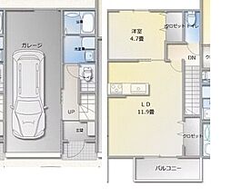 La vie ガレージ舞阪 1LDKの間取図画像