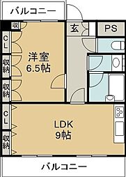 ダイアパレス佐古三番町 1LDKの間取図画像