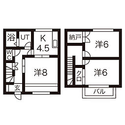 オリザ1号館 2DKの間取図画像