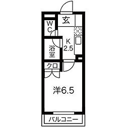 セントラル昭和 1Kの間取図画像