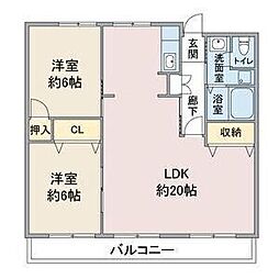 エラン平針 2LDKの間取図画像