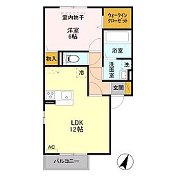 アステール2A 1LDKの間取図画像
