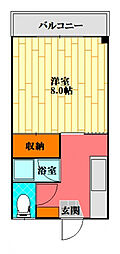 ジョイセブン 1Kの間取図画像