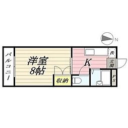 第7磯部コーポ 1Kの間取図画像
