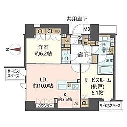 ジオ京都御池通 1SLDKの間取図画像