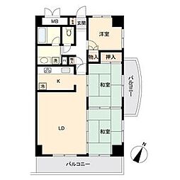 高砂関弐番館 3LDKの間取図画像