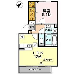 自由ヶ丘レジデンス 1LDKの間取図画像