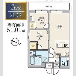江戸川区篠崎町2丁目マンション 2LDKの間取図画像