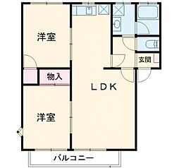 K.SポラールS棟 2LDKの間取図画像