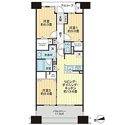 デュオヒルズ仙台花京院ザ・タワー 3LDKの間取図画像