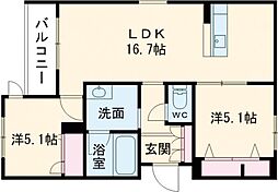 パルコートII 2LDKの間取図画像