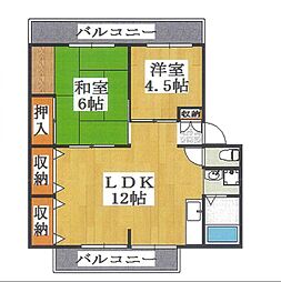 グリーンベル2F棟 2LDKの間取図画像