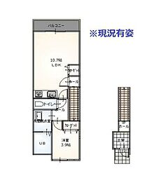 アクシスB棟 1LDKの間取図画像