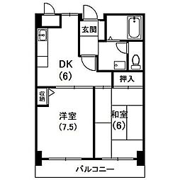 グリーン・フイル 2DKの間取図画像