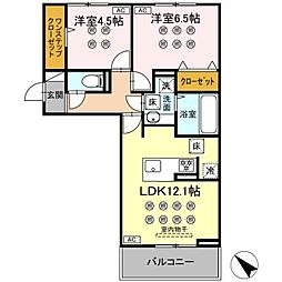 グランフォレ下南部 2LDKの間取図画像
