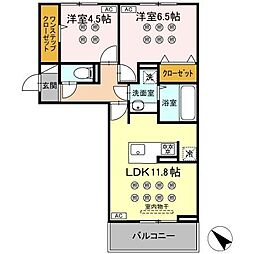 グランフォレ下南部 2LDKの間取図画像