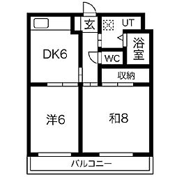 マンショングリーンフィールド 2DKの間取図画像