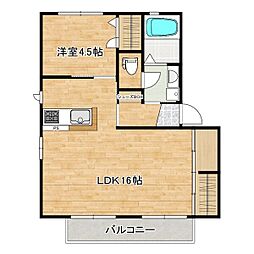 ルミエールA 1LDKの間取図画像