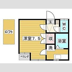 バルビゾン壱番館 1Kの間取図画像