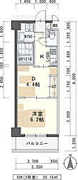 マスダビル 1DKの間取図画像