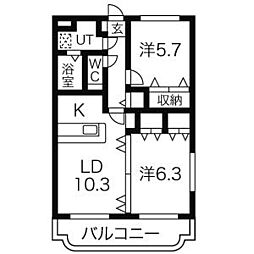 Y&Mシャトーラ・フルール 2LDKの間取図画像