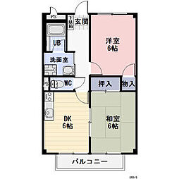 ムーン・リヴァーA 2DKの間取図画像