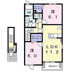 ブルック白石1 2LDKの間取図画像