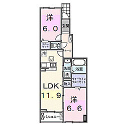 仮称 シエル白岡 II 2LDKの間取図画像