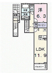 仮称 シエル白岡 II 1LDKの間取図画像