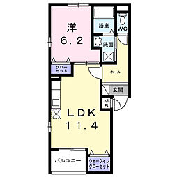 大和市中央林間1丁目アパート 1LDKの間取図画像