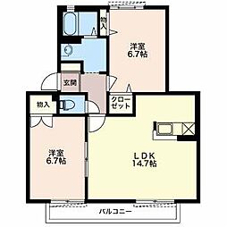 カメリアC 2LDKの間取図画像