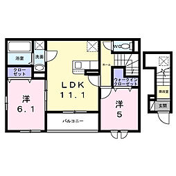 沢良宜東町アパート(028595601) 2LDKの間取図画像